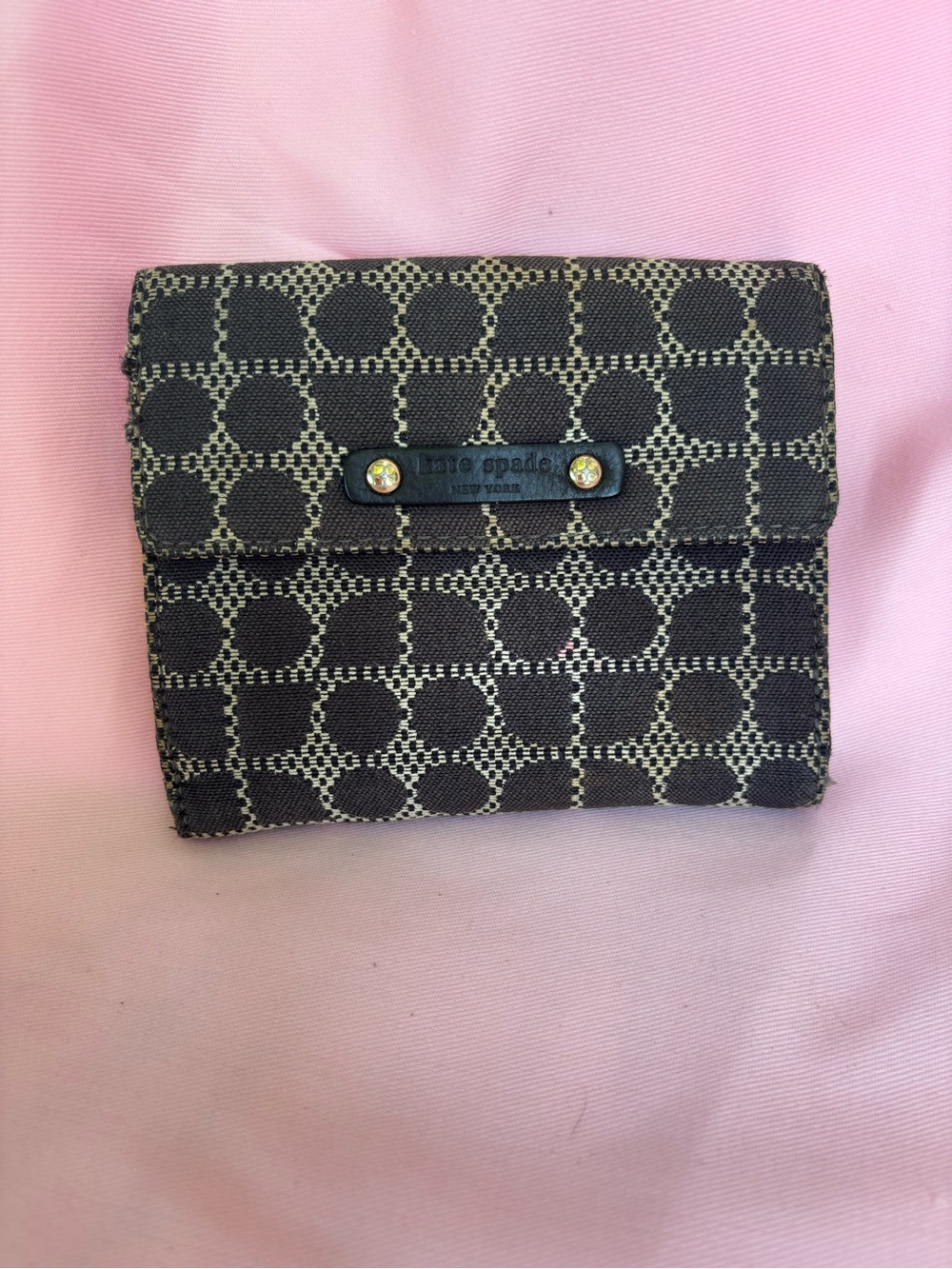 kate spade Black and Cream Patterned Compact Wallet